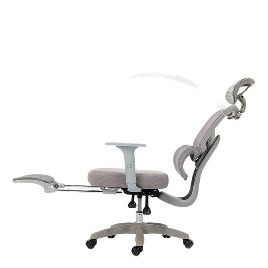 JY 030 grey mesh gaming chair with lumbar support and footrest