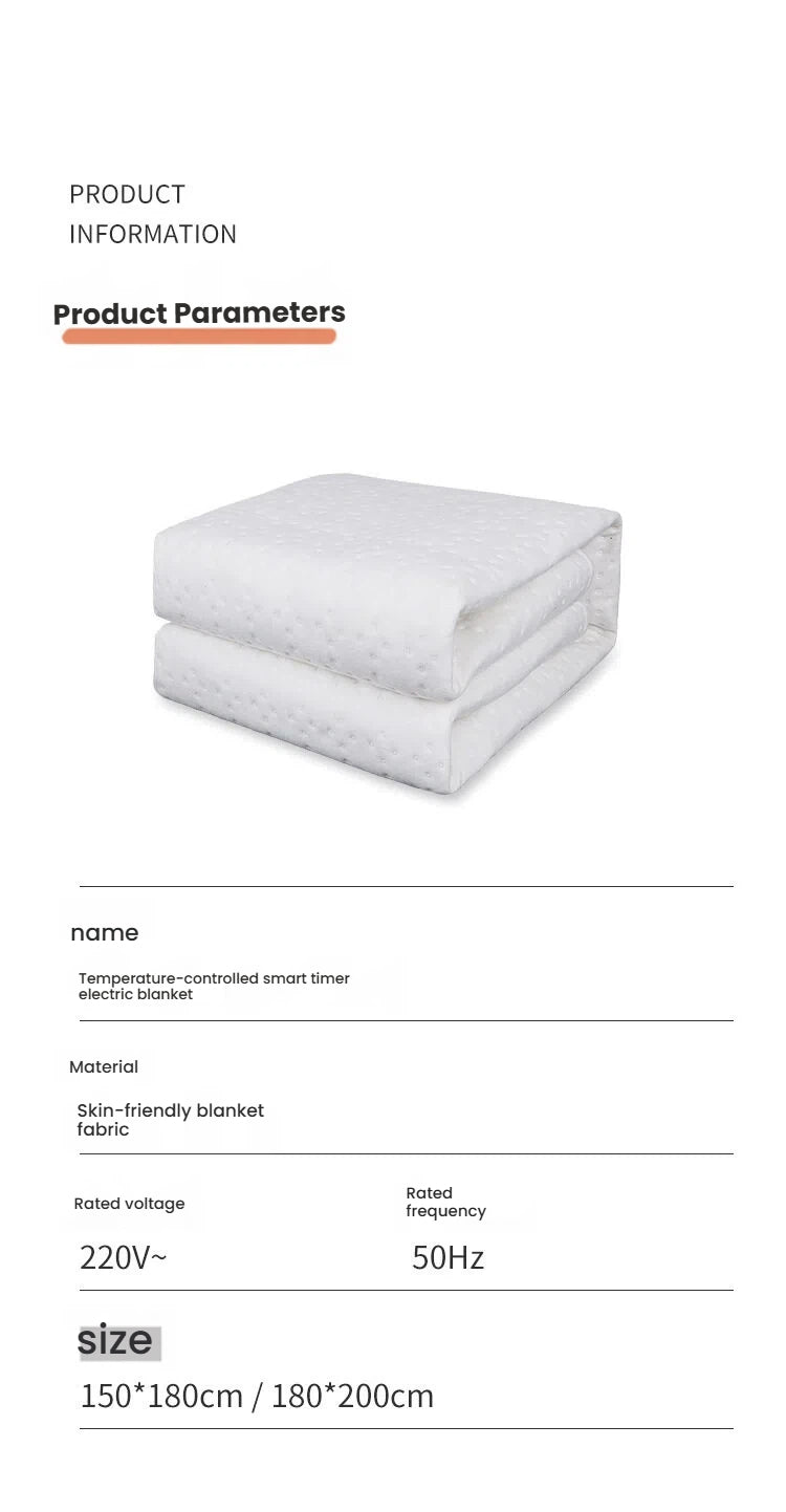 Blanket | Electric Blanket Dual Control Pure White Ultrasonic