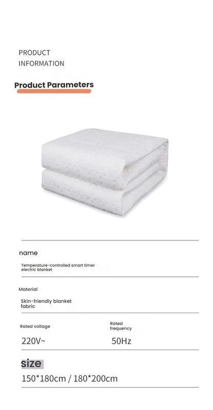 Blanket | Electric Blanket Dual Control Pure White Ultrasonic