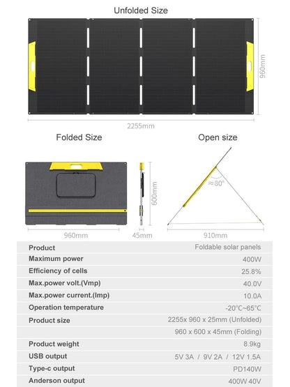 HX-FB-400m 400W Quad-Fold Bifacial Solar Panel