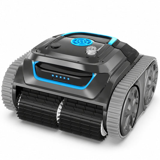 WYBOT S1 cordless robotic pool cleaner on a white background